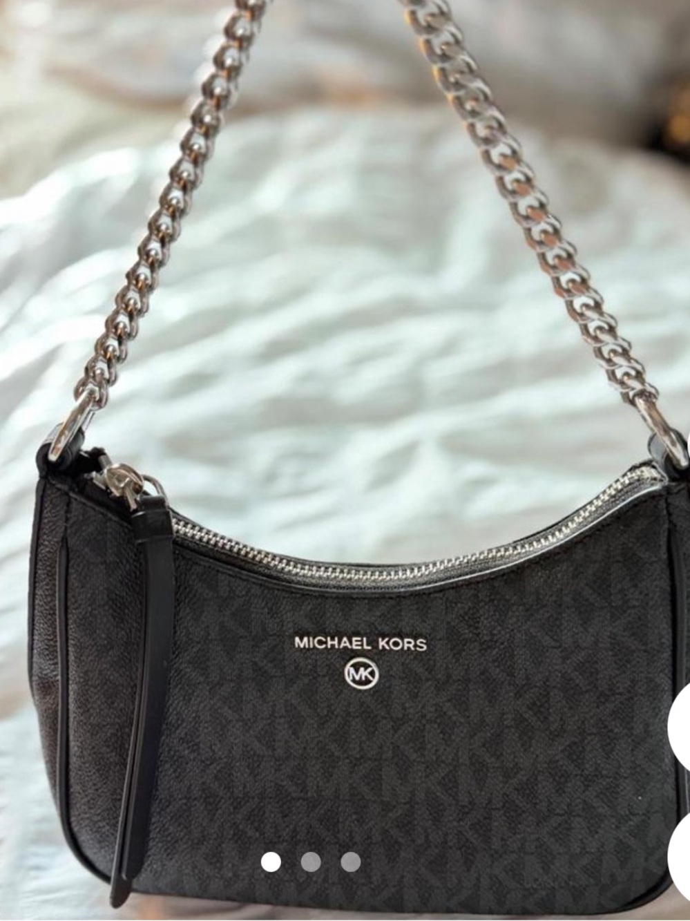 Michael Kors Black Logo-Print Chain Shoulder Bag